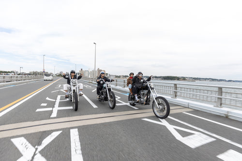 Custom chopper on Kamakura coast road